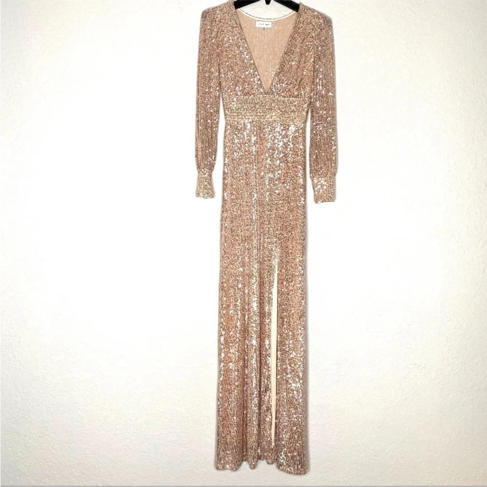 Emerald Sundae Rose Gold Sequin Maxi Dress XL - Picture 5 of 15